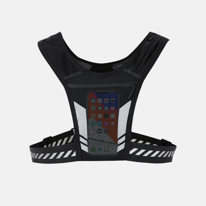 Løbevest m. mobilholder og reflekser